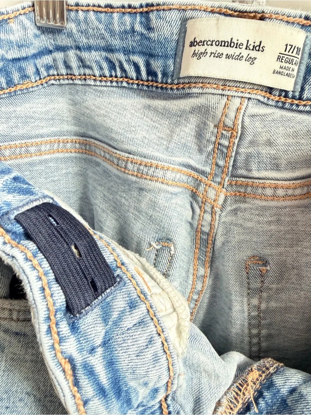 High Rise Wide Leg Jeans Size 17/18 Regular Light Wash Abercrombie & Fitch Kids